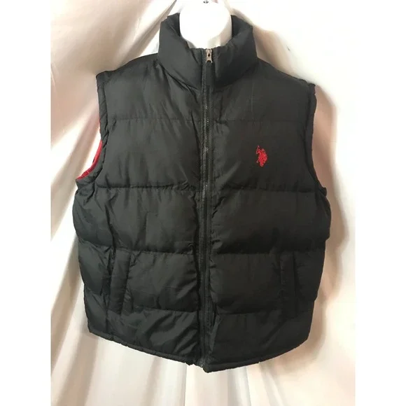 U.S. Polo Assn Mens XL Red & Black Puffer Bubble Vest - Picture 2 of 6